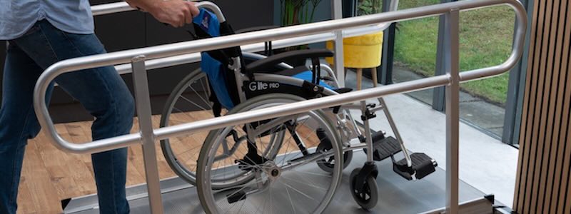 Wheelchair ramp with handrails 