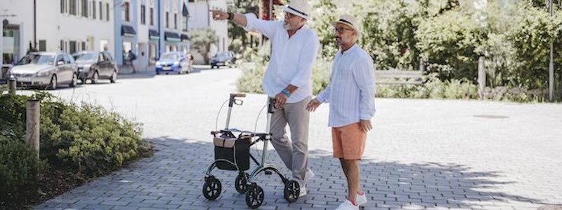 Saljol Rollators used by a man on the street outdoors