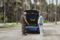 Rollator folded in car boot 