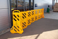 Barrier outside double doors 