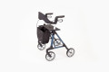 Blue rollator walker with seat and backrest 