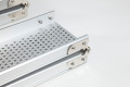 Folded hinge on telescopic channel ramps 