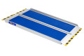 Premium folding wheelchair ramp with blue grip surface and high-visibility edges 