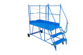 Mobile access platform with brake, wheels and security chain 