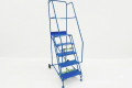 Mobile safety step ladder with punched metal treads 