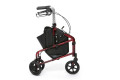 Side view of the red tri-walker with bag from Drive DeVilbiss
