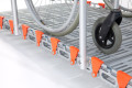 Aluminium wheelchair ramp with wheelchair on to ramp 