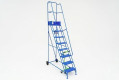 Narrow steel mobile warehouse ladder with 8 treads 