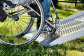 Wheelchair going up van ramp 