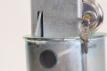 Telescopic bollard with two keys locked into position 