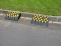 Pair of kerb ramps in place 