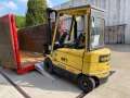 Forklift going up a Pair of aluminium container ramps