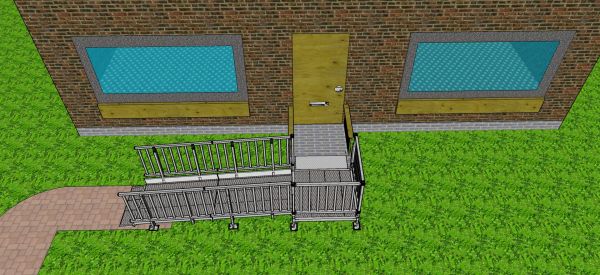 Top view of modular wheelchair ramp 