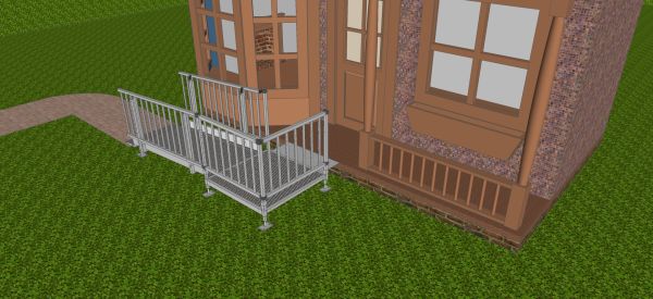 Modular ramp platform with connecting plate 