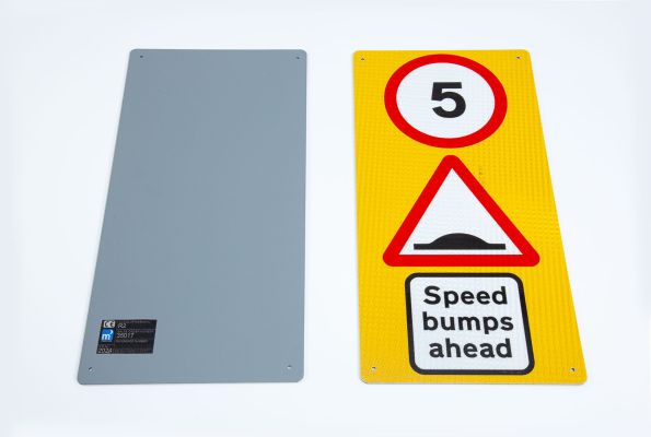 speed bump warning sign both sides of the sign front and back 