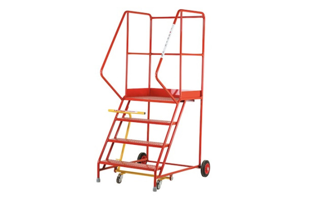 Mobile step ladder on wheels 