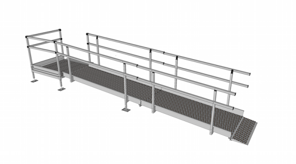 Modular wheelchair ramp with handrails 