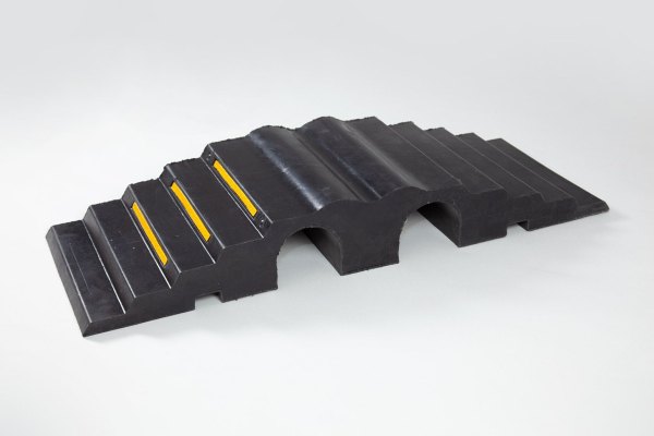 2 channel hose protector with yellow safety stripes 