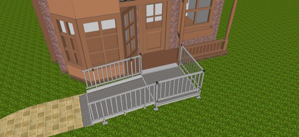 Modular wheelchair ramp with balustrade handle 
