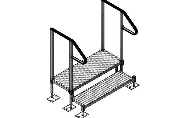 Adjustable step kit with handrails 
