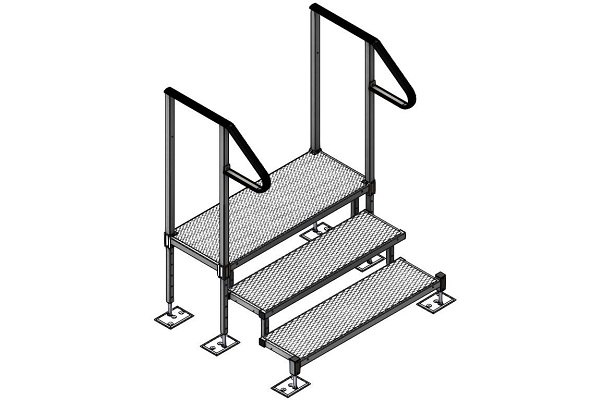Adjustable 3 step kit with handrails 