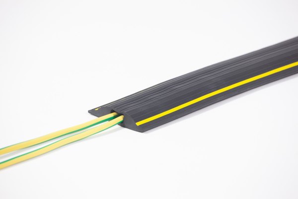 Black and yellow PVC cable protector