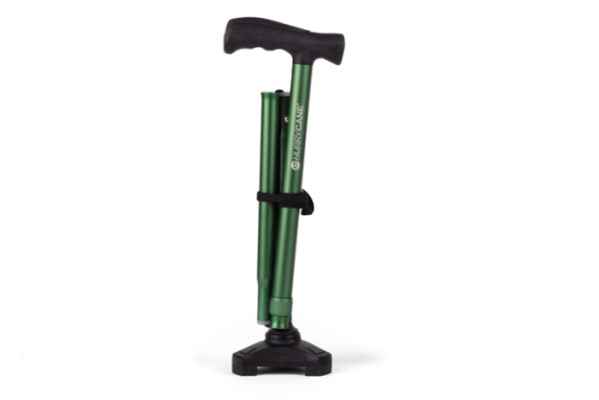 Green folded walking stick 