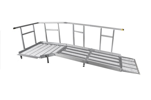Aluminium Modular Ramp Kit with Platform and Handrails - 1300mm x 4000mm ramp section