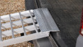 Close up of the rest on connection of our single, extra wide bike loading ramp