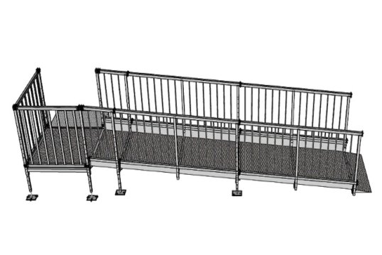 Modular Wheelchair Ramp Kit with Platform and Balustrade Handrails (1080mm x 4500mm)
