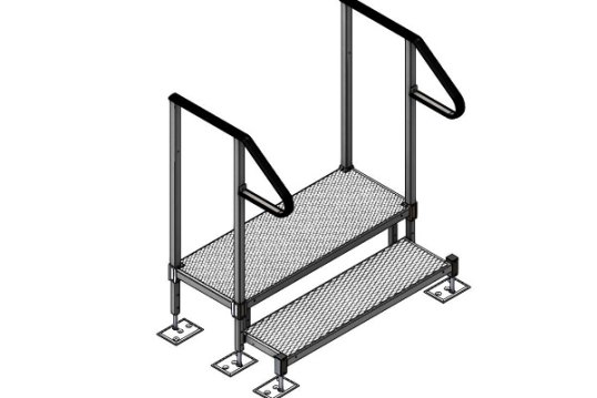 Adjustable step kit with handrails 