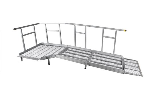 Aluminium Modular Ramp Kit with Platform and Handrails - 1300mm x 5000mm ramp section