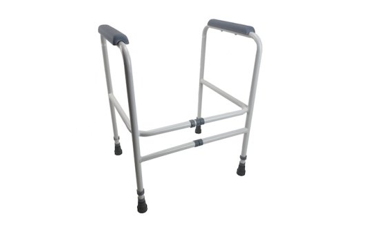 Adjustable free standing toilet frame 