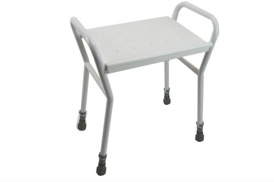 White shower stool with handles 