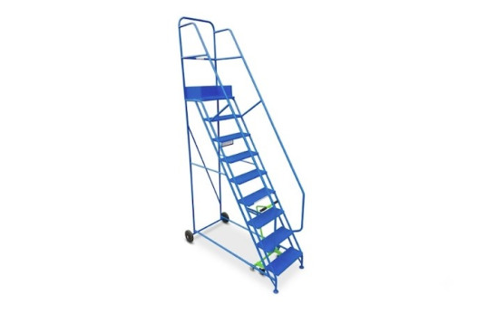9 tread KLIME-EZEE Industrial ladder with punched treads