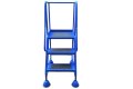 Blue safety ladder for the workplace with working platform 