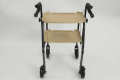 Height adjustable trolley with brakes and two trays 