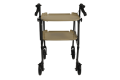 Height adjustable trolley with brakes and two trays 