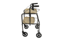 Height adjustable trolley with brakes and two trays 