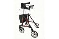 Red rollator with seat, bag and backrest 