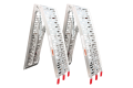 Pair of motorbike loading ramps folded up on white background