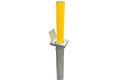 Retractable bollard - steel base with yellow manual rising bollard