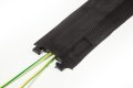 Black rubber cable protector with cables 