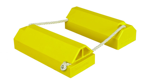 Aviation Chock (508mm long x 203mm wide x 152mm high - 914mm Lanyard- no rubber base) Hi-Vis Yellow