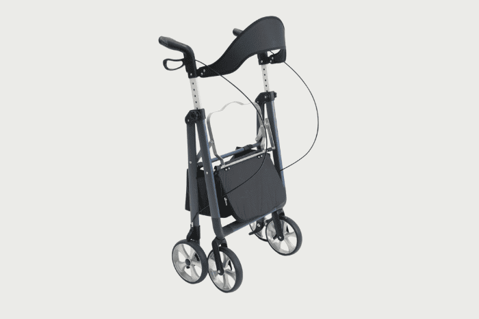 Folded 4-wheeled rollator