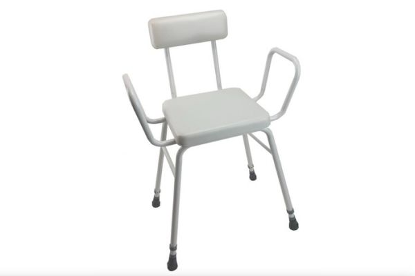 White adjustable perching stool