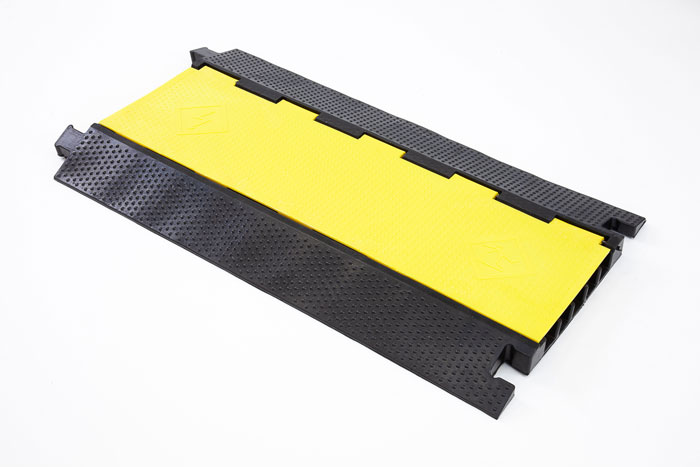 Heavy duty black and yellow cable protector 
