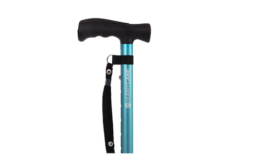 Blue walking stick with Larger moulded handle to fit the hand for optimum comfort 