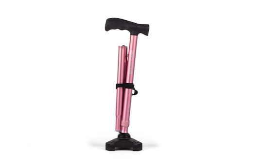 Folded pink walking stick