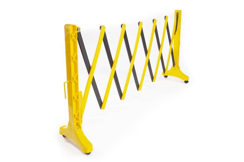 Plastic Expandable Barrier on Wheels Black & Yellow